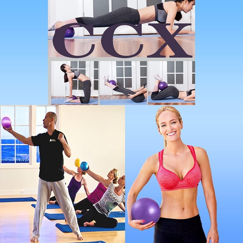 MOMPLUS 9 Inch Exercise Pilates Mini Yoga Balls Barre for Home Stability Squishy Training Physical Therapy Improves Balance with Inflatable Straw - Image 2